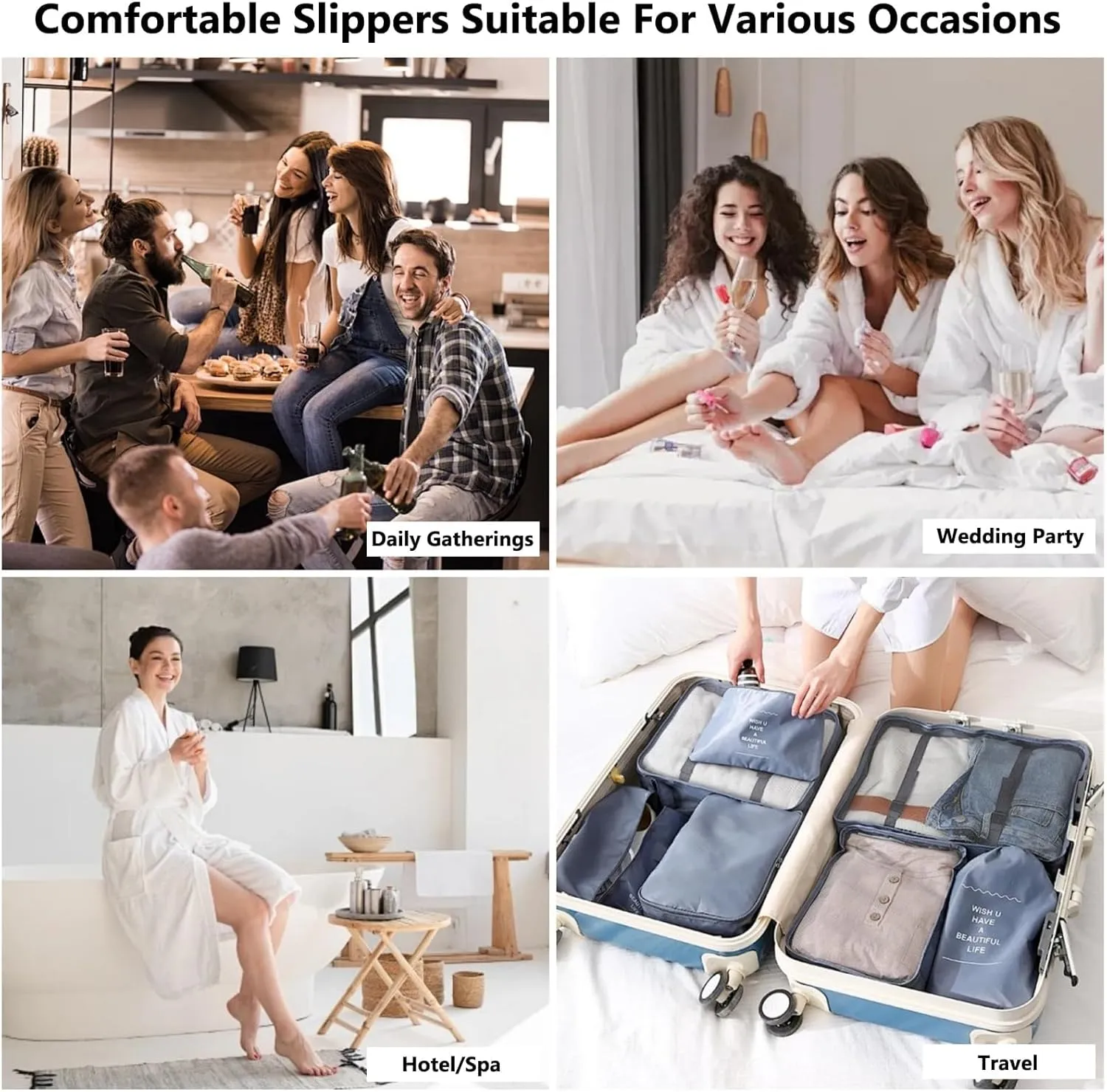 6 Pairs Spa Slippers,Non Slip Disposable Slippers For Guest,Coral Fleece Washable Reusable,Which Can Be Used As Women Men,House,Indoor,Bathroom,Bedroom,Hotel,Bride Slippers