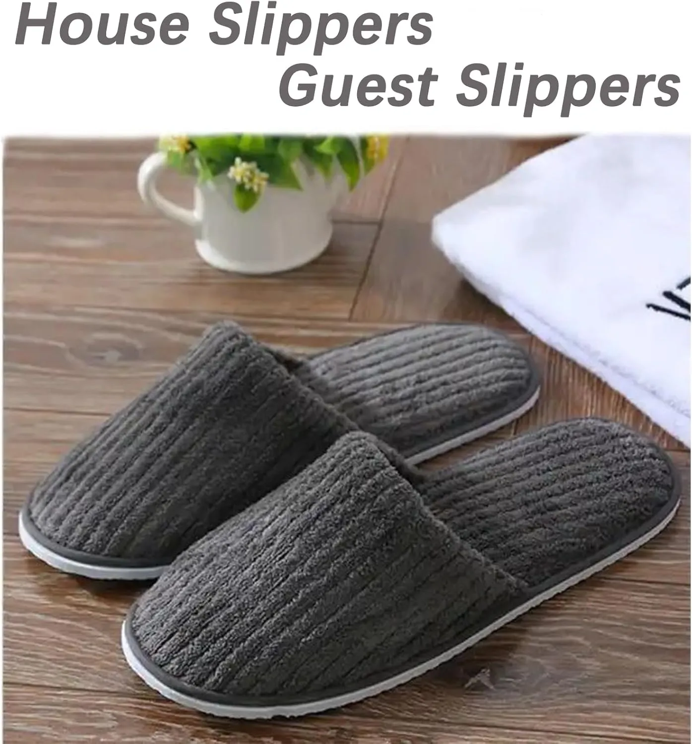 6 Pairs Spa Slippers,Non Slip Disposable Slippers For Guest,Coral Fleece Washable Reusable,Which Can Be Used As Women Men,House,Indoor,Bathroom,Bedroom,Hotel,Bride Slippers