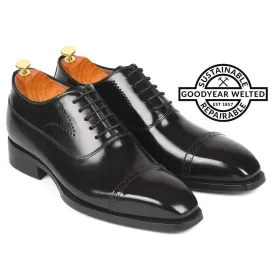 7 CM / 2.76 Inches CMR CHAMARIPA Goodyear Welted Elevator Shoes for Men - Black Cap Toe Oxfords 7 CM / 2.76 Inches CMR CHAMARIPA Goodyear Welted Elevator Shoes for Men - Black Cap Toe Oxfords