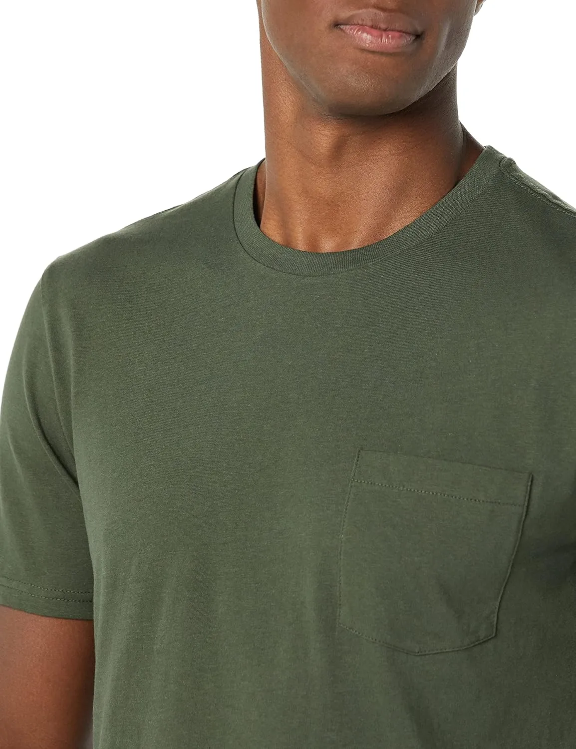 Amazon Essentials Men's T-Shirts, Short-Sleeve Crewneck Pocket, Cotton, 2-Pack