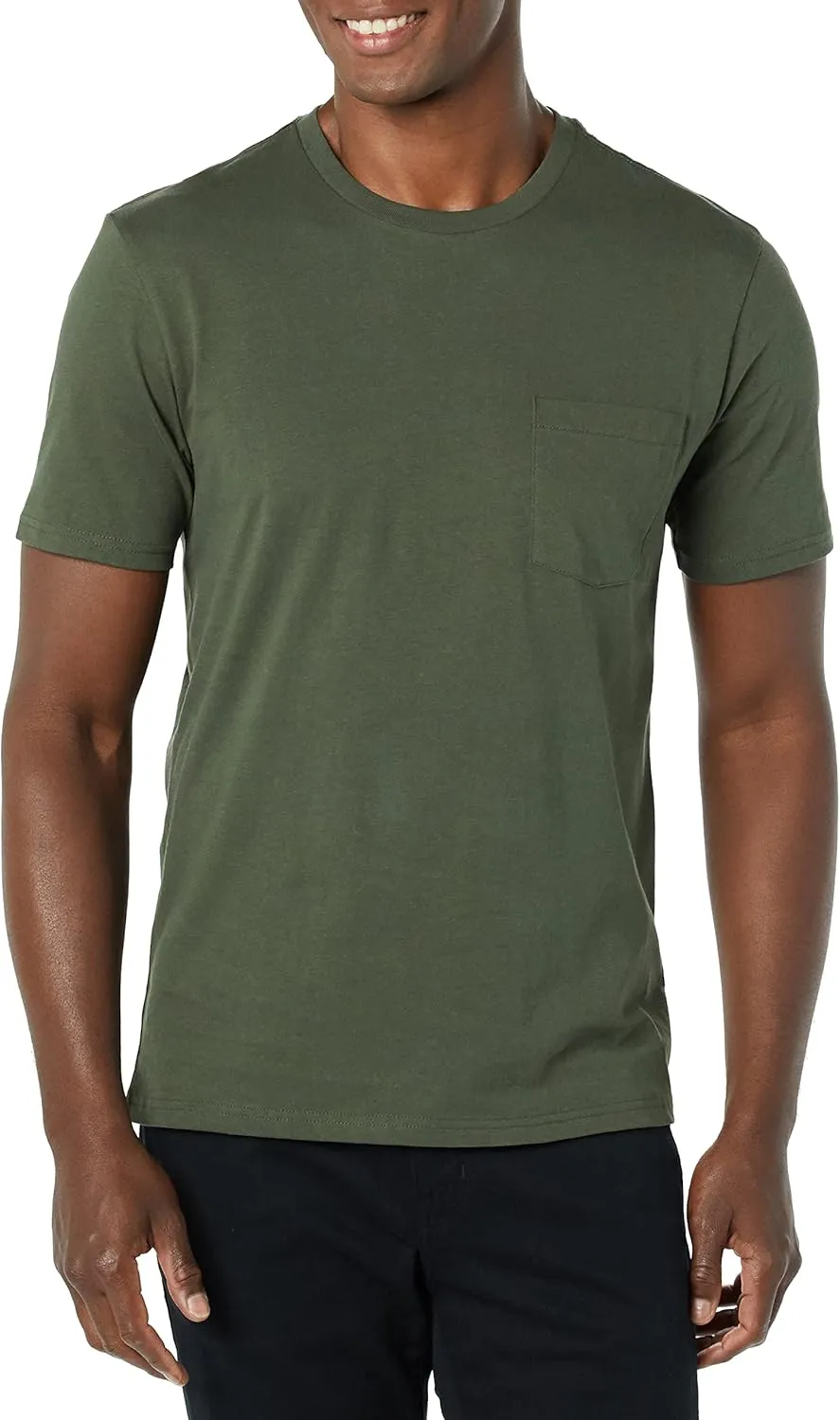 Amazon Essentials Men's T-Shirts, Short-Sleeve Crewneck Pocket, Cotton, 2-Pack