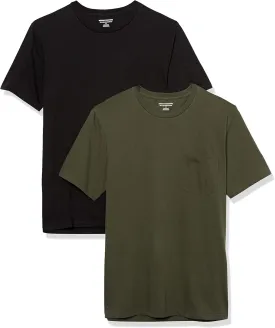 Amazon Essentials Men's T-Shirts, Short-Sleeve Crewneck Pocket, Cotton, 2-Pack