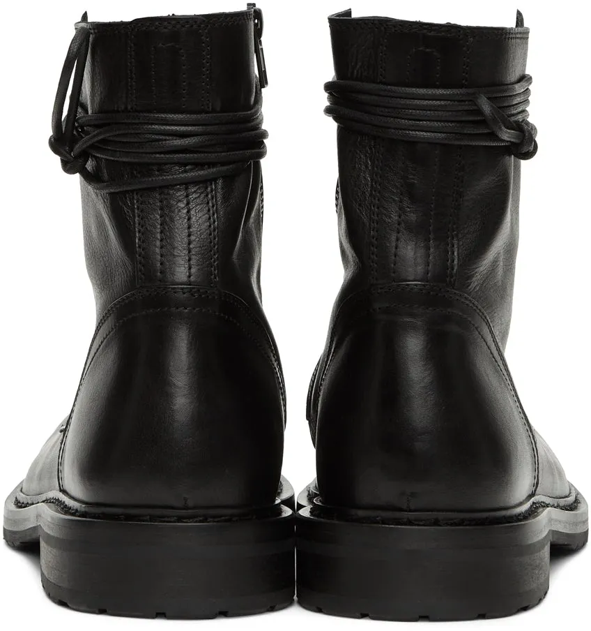 Ann Demeulemeester Black Lace-Up Combat Boots