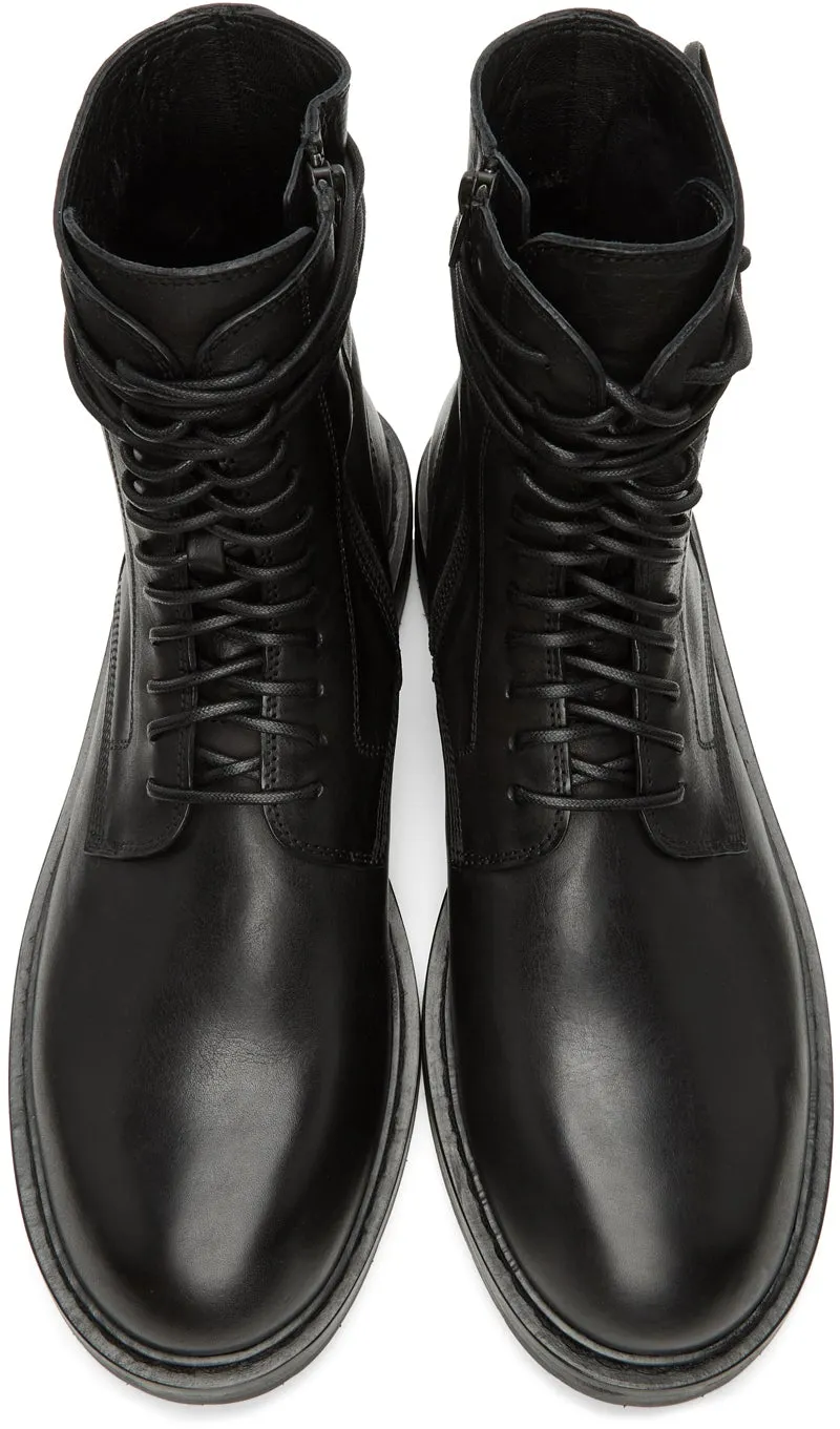 Ann Demeulemeester Black Lace-Up Combat Boots