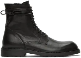 Ann Demeulemeester Black Lace-Up Combat Boots