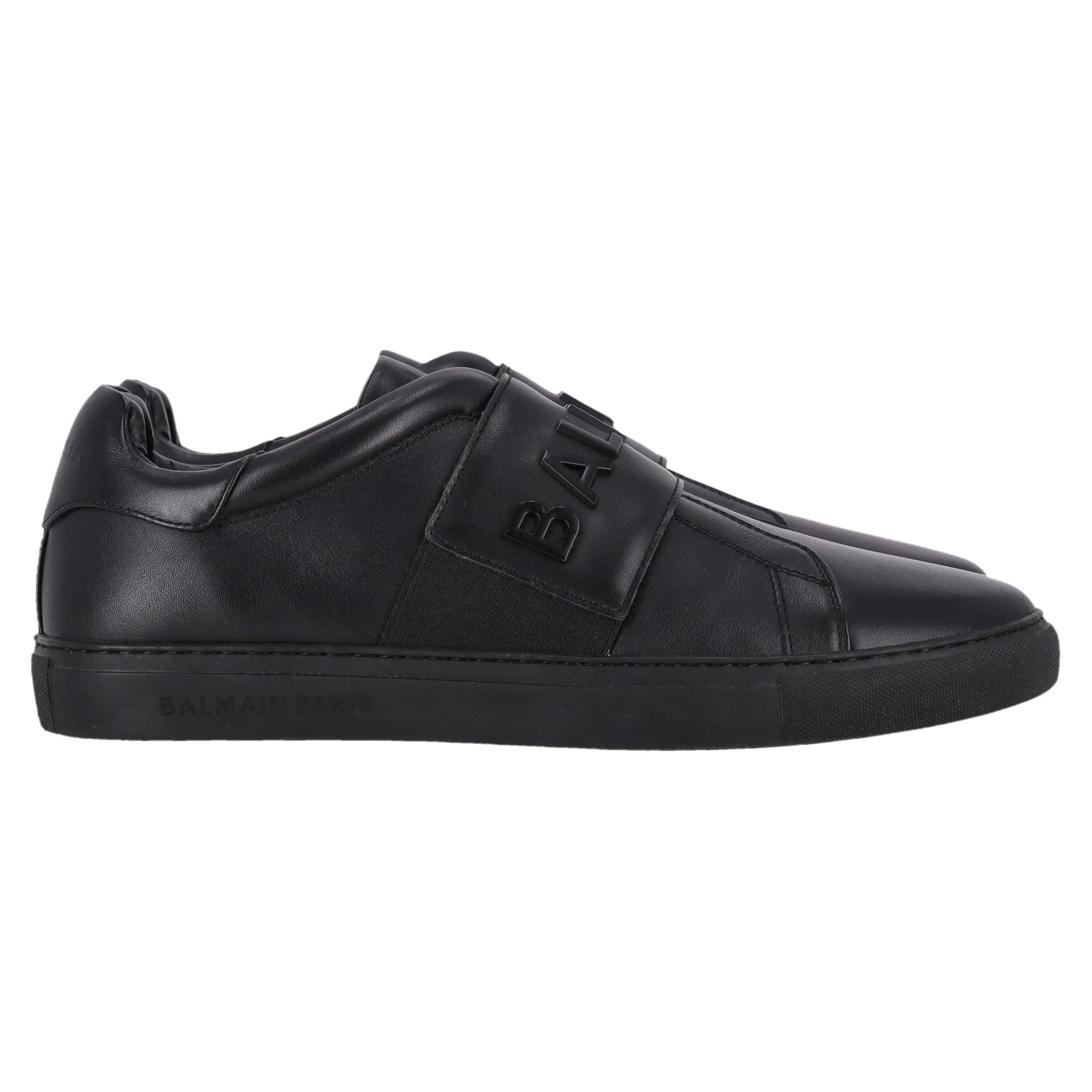 Balmain Leather Logo Slip-On Sneakers. Size 43