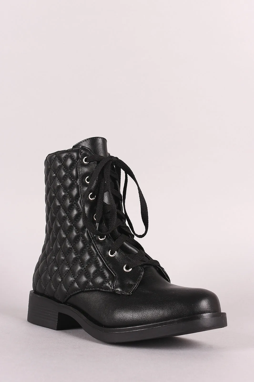 Bamboo Quilted Lace-Up Combat Boot