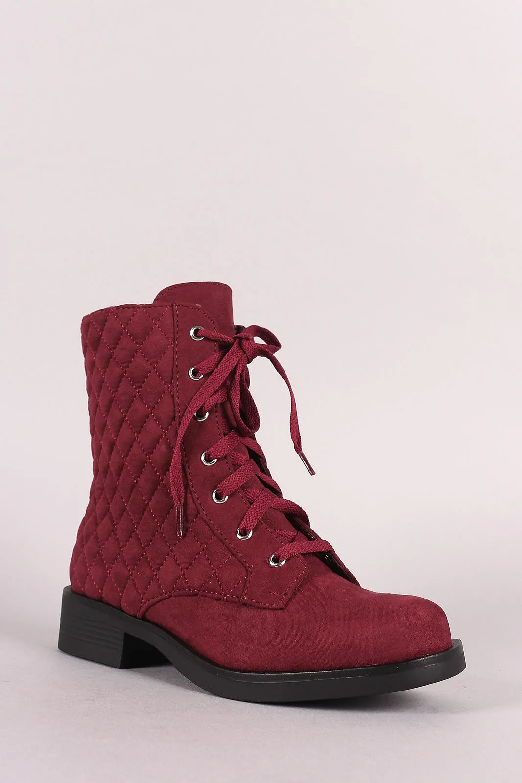 Bamboo Quilted Lace-Up Combat Boot
