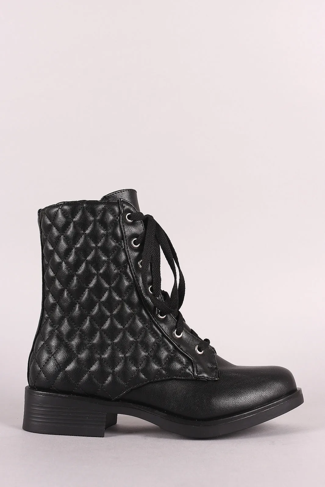 Bamboo Quilted Lace-Up Combat Boot