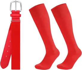 Baseball Softball Socks and Belt Combo Set for Youth Boys Girls Adult