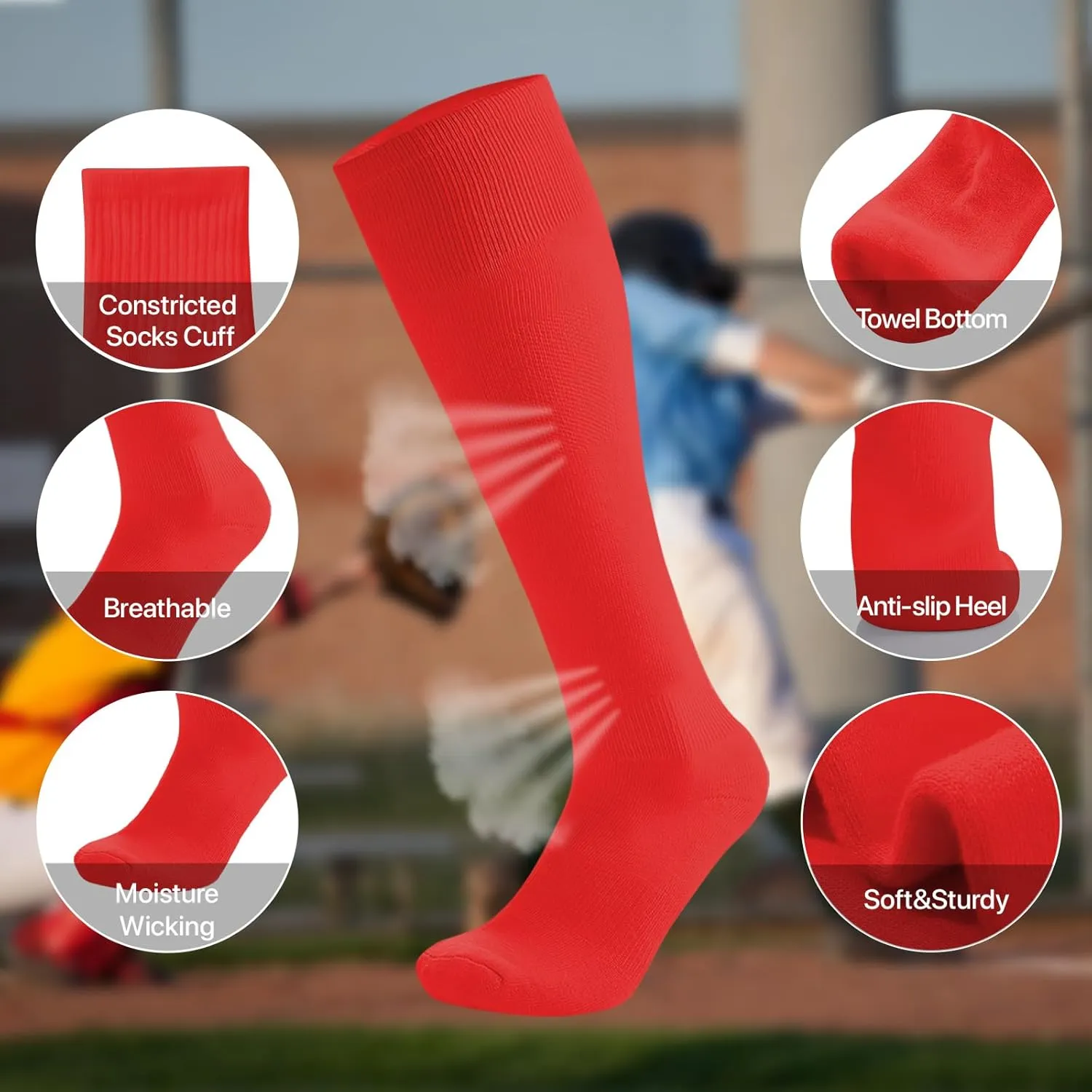 Baseball Softball Socks and Belt Combo Set for Youth Boys Girls Adult