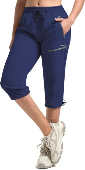 BVVU Women's Cargo Capris Hiking Pants Lightweight Quick Dry Joggers Outdoor Waterproof Workout Pants with Pockets