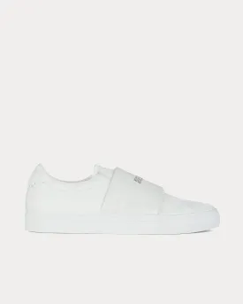 Crocodile Effect Webbing White Slip On Sneakers