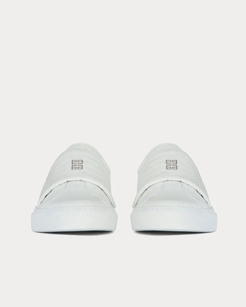 Crocodile Effect Webbing White Slip On Sneakers