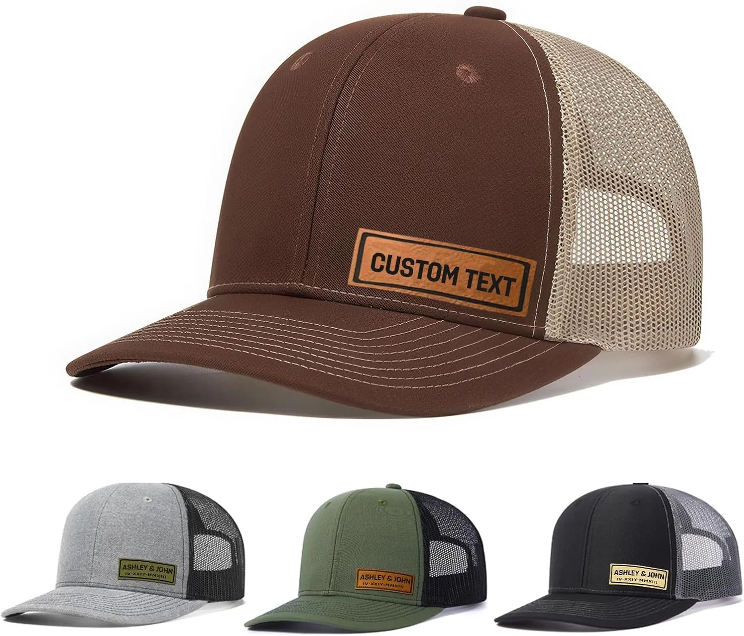 Custom Hats for Men Women Personalized Baseball Caps Leather Patch Trucker Hat for Adult Adjustable Custom Hats