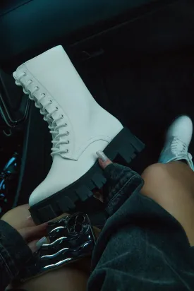 Dani Lace Up Combat Boots - White