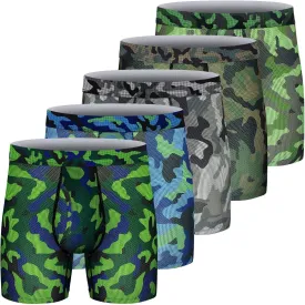 longfor Mens Boxer Briefs Mesh Knit Fast Dry Performance Sport Boxer Briefs No Ride-up 6????Athletic Underwear with Fly for Men