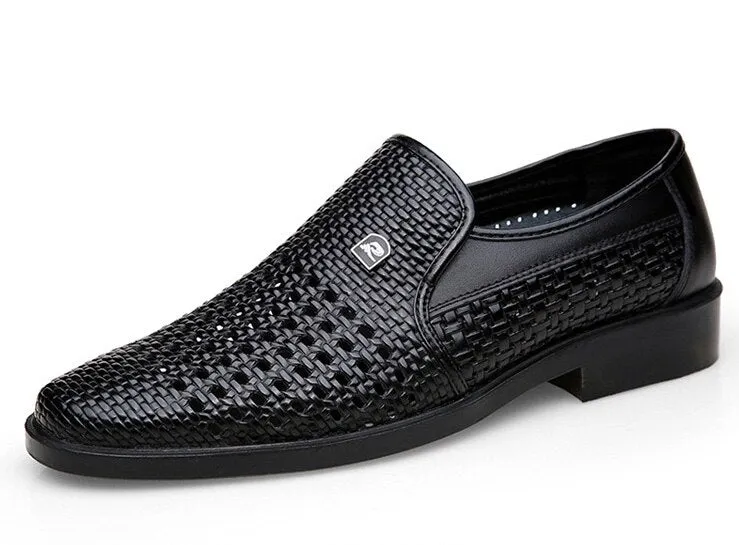 Luxury Brand Genuine Leather Fashion Men Business Dress Loafers Pointed Toe Black Shoes Oxford Breathable Formal Wedding Shoes