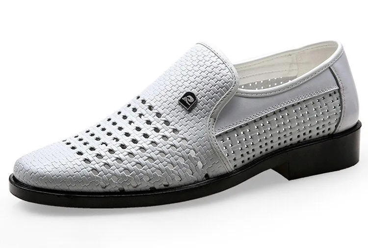 Luxury Brand Genuine Leather Fashion Men Business Dress Loafers Pointed Toe Black Shoes Oxford Breathable Formal Wedding Shoes