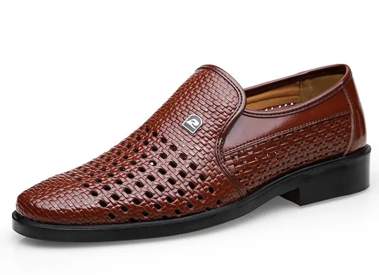 Luxury Brand Genuine Leather Fashion Men Business Dress Loafers Pointed Toe Black Shoes Oxford Breathable Formal Wedding Shoes