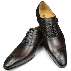 Luxury Men's Business Genuine Leather  Oxfords Style Lace-up Pointed Toe Dress Shoes