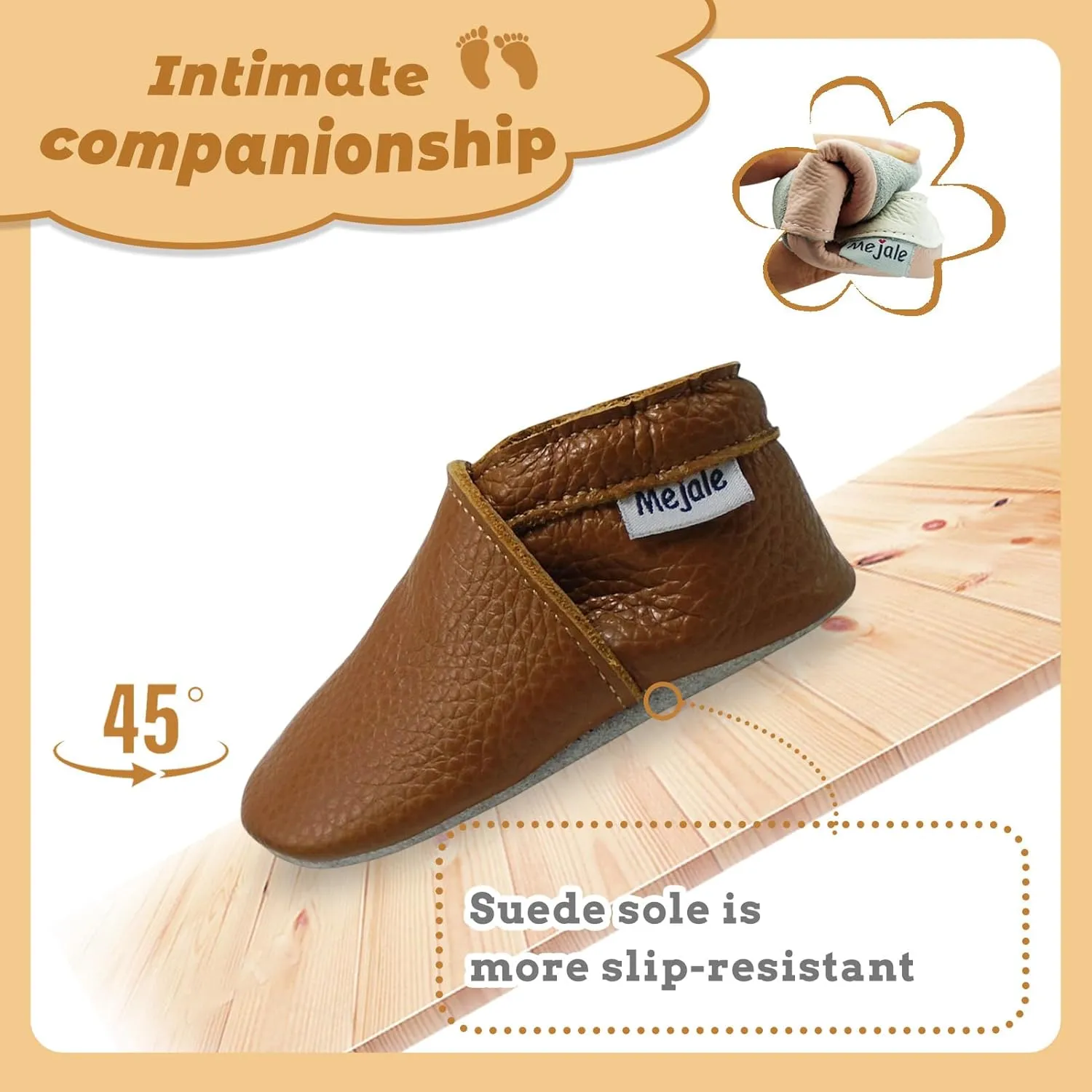 Mejale Baby Infant Toddler Shoes Slip-on Soft Sole Leather Moccasins Pre-Walkers