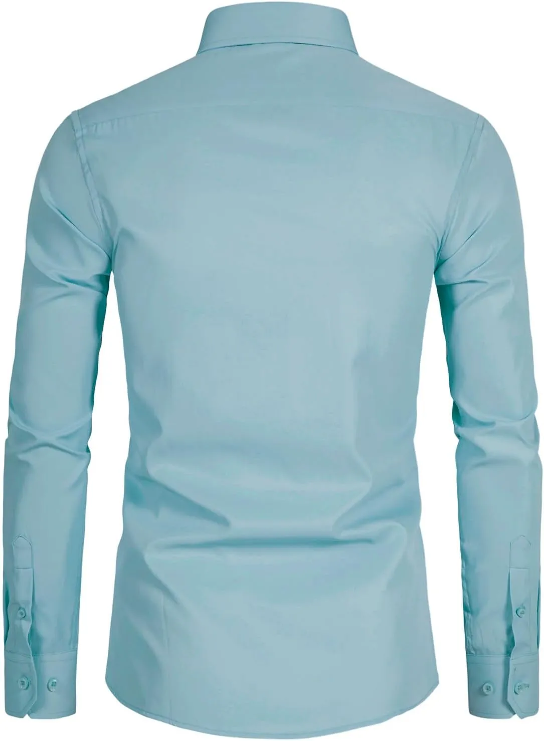 Men's Long Sleeve Button Up Shirts Solid Slim Fit Casual Business Formal Dress Shirt