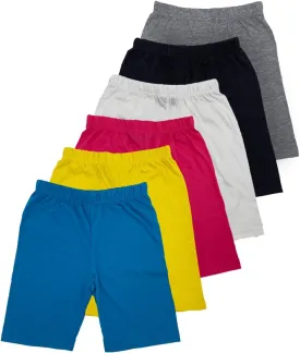 MISS POPULAR Girls 6-Pack Biker Shorts Soft Comfortable Cotton Spandex Elastic Waistband | Sizes 4-16