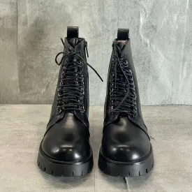 OLIVIA MILLER Women's Black Elizabeth Chain Lace-Up Combat Boots SZ 8.5