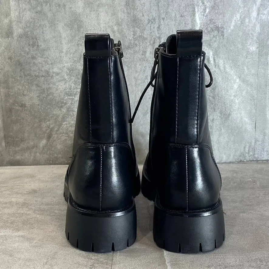 OLIVIA MILLER Women's Black Elizabeth Chain Lace-Up Combat Boots SZ 8.5