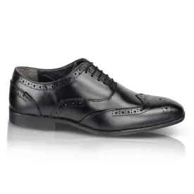 Oxford Leather Brogue Oxfords Shoe - Black