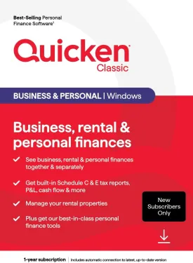 QUICKEN CLASSIC BUSINESS & PERSONAL FOR NEW SUBSCRIBERS| 1 Year [PC/Mac Online code]