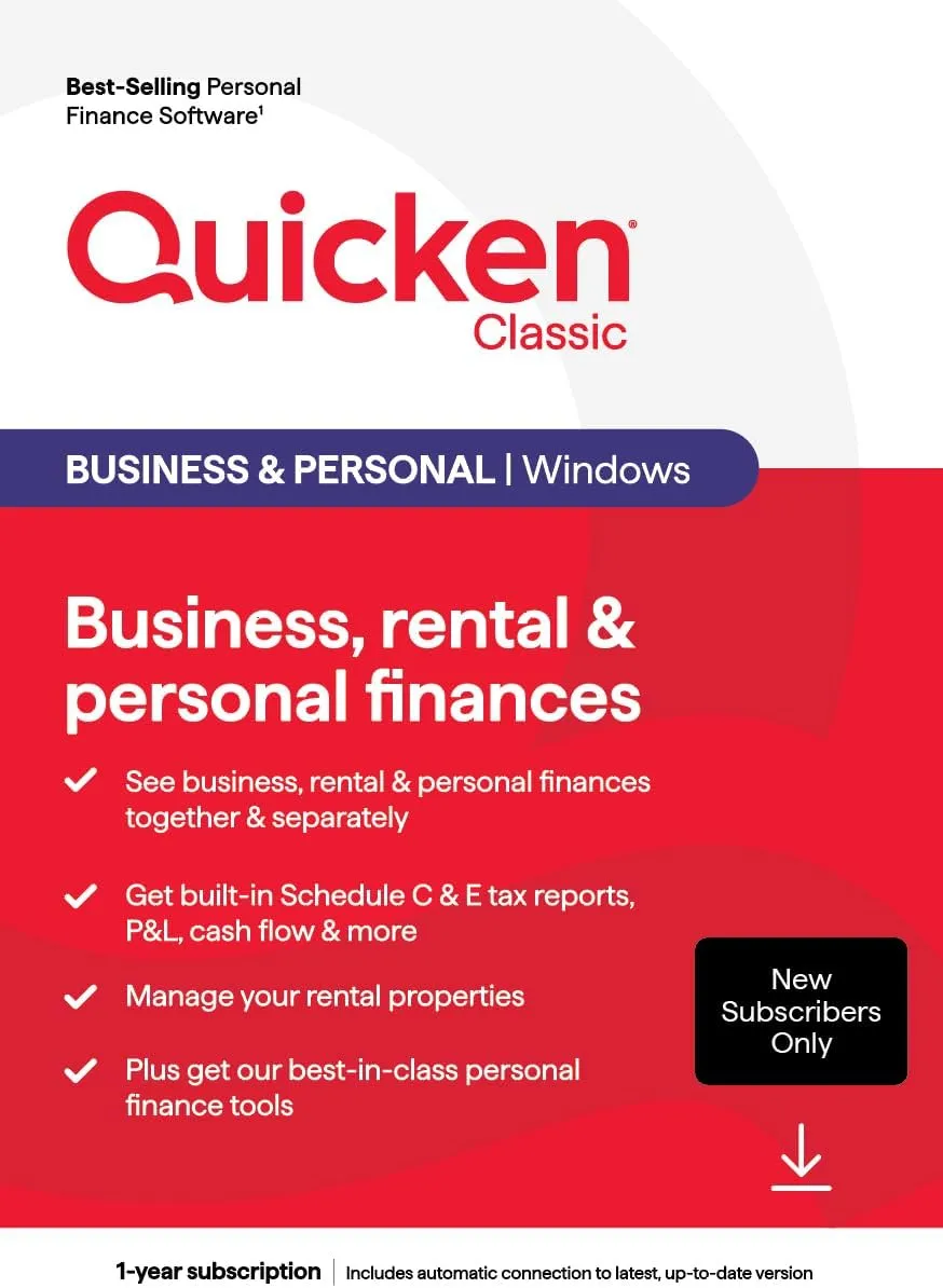 QUICKEN CLASSIC BUSINESS & PERSONAL FOR NEW SUBSCRIBERS| 1 Year [PC/Mac Online code]