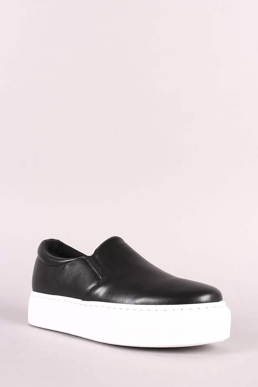 Qupid Vegan Leather Slip-On Flatform Sneaker