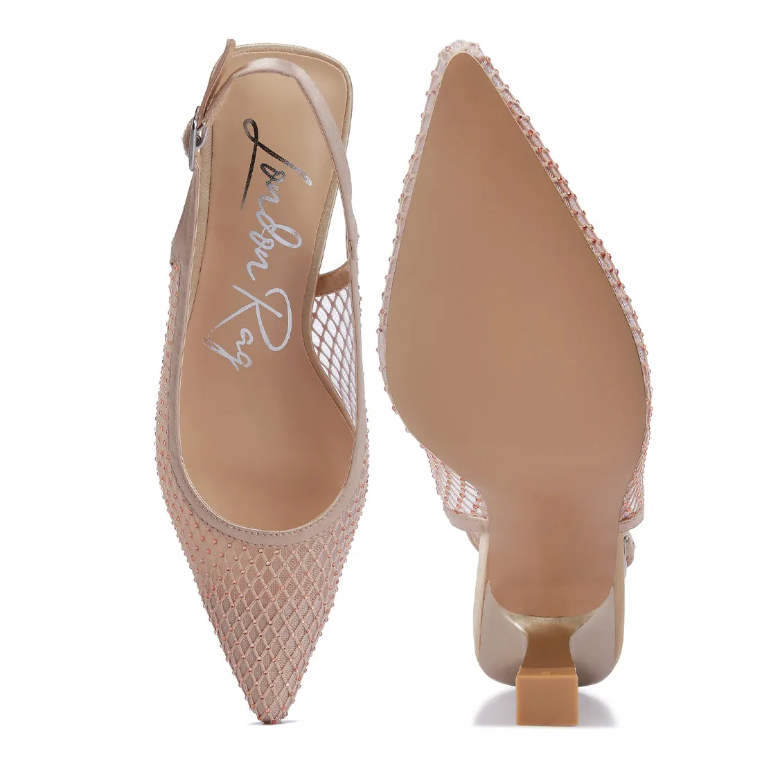 Rhinestone Embellished Slingback Mules
