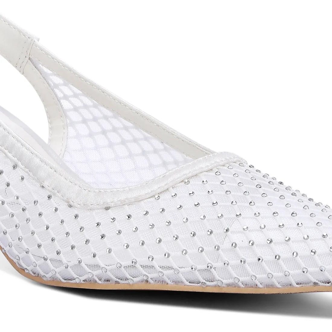 Rhinestone Embellished Slingback Mules