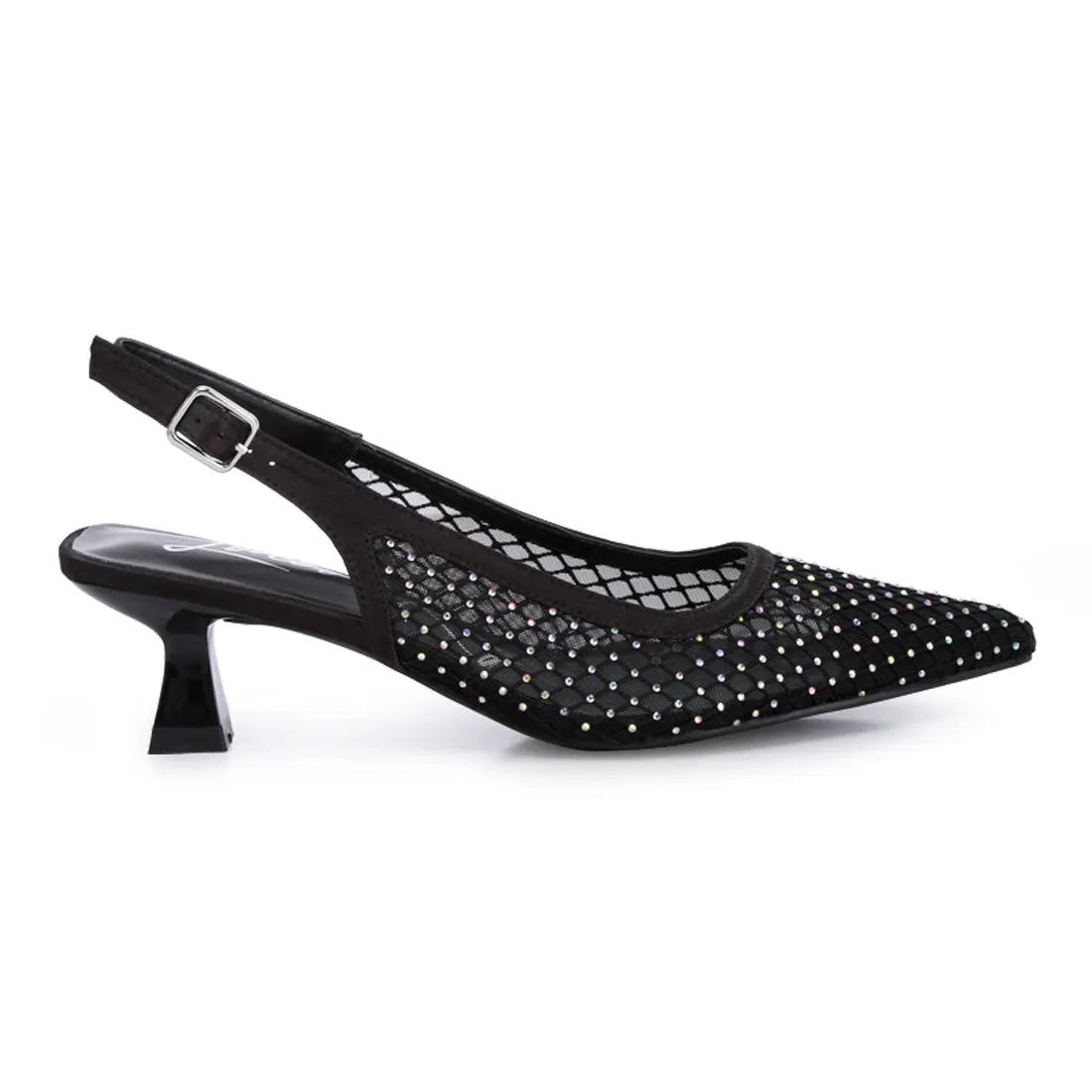 Rhinestone Embellished Slingback Mules