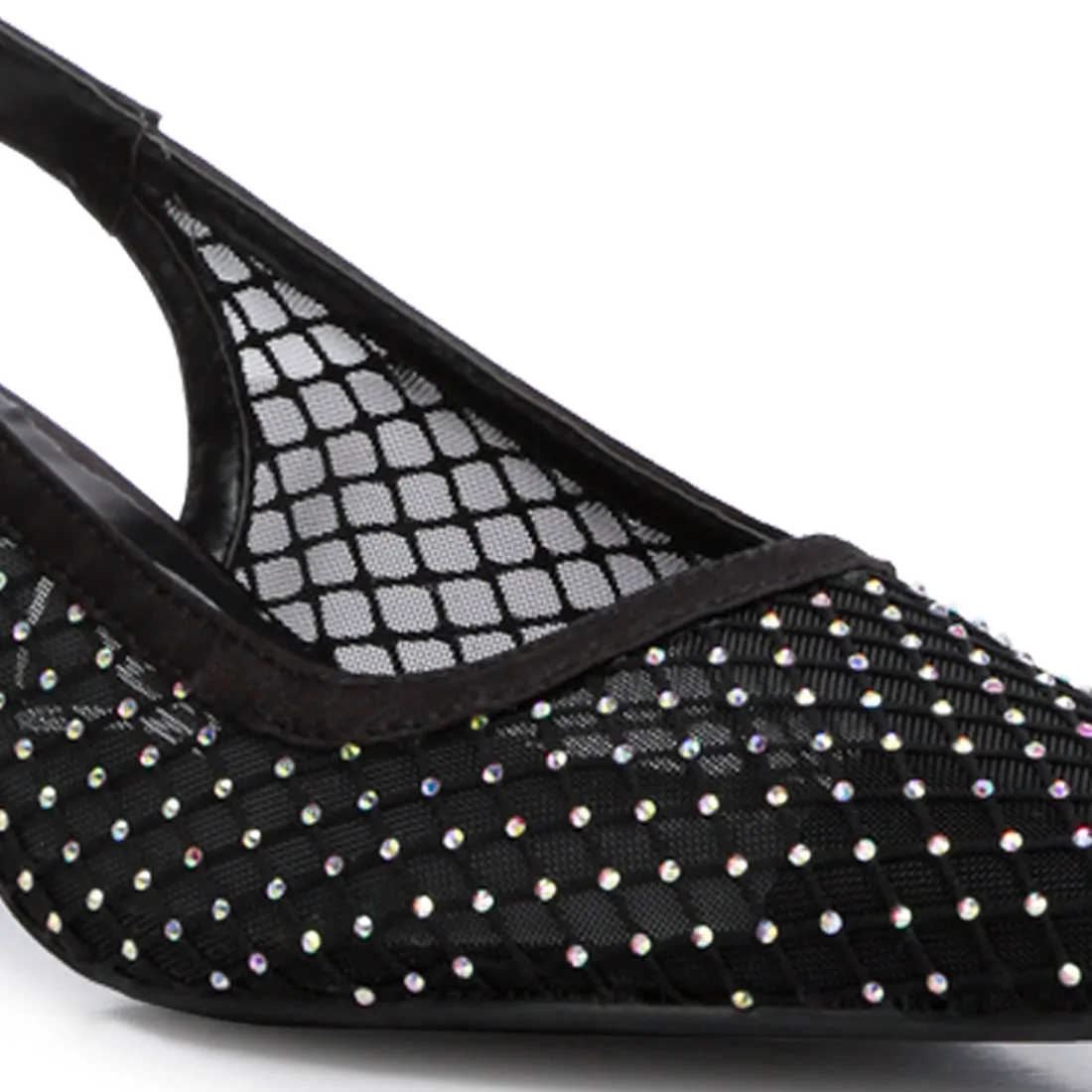 Rhinestone Embellished Slingback Mules
