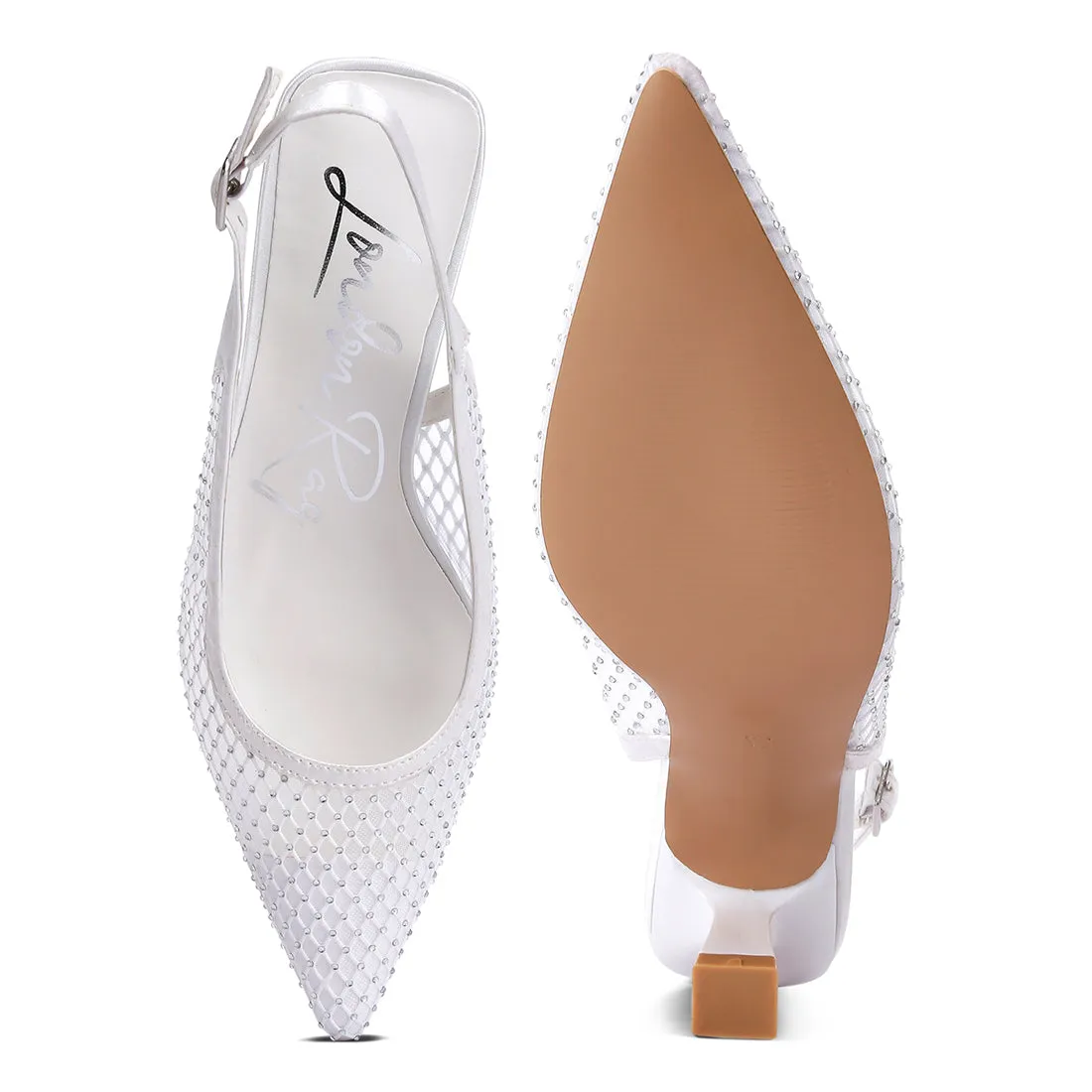 Rhinestone Embellished Slingback Mules