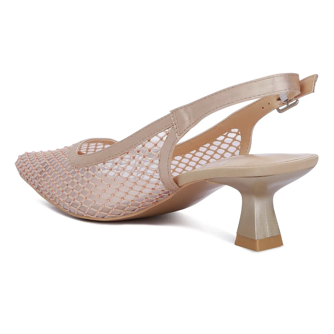 Rhinestone Embellished Slingback Mules