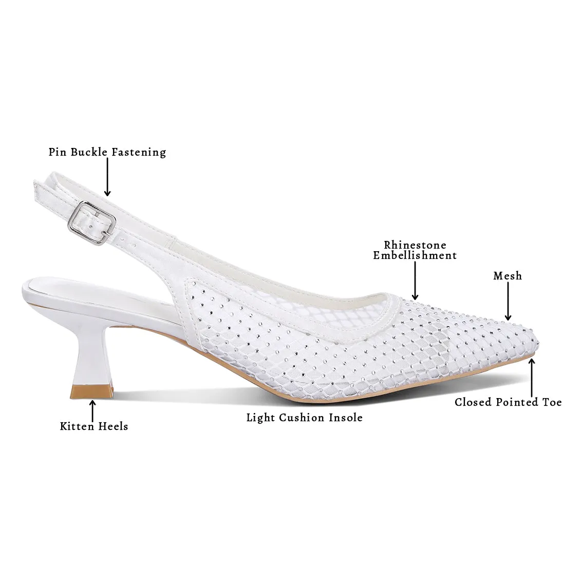 Rhinestone Embellished Slingback Mules