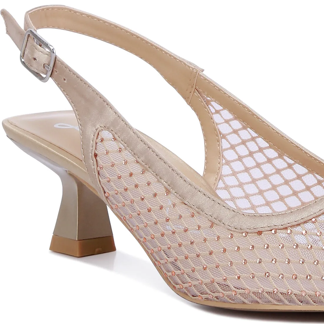 Rhinestone Embellished Slingback Mules