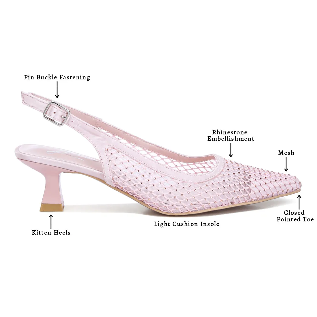 Rhinestone Embellished Slingback Mules