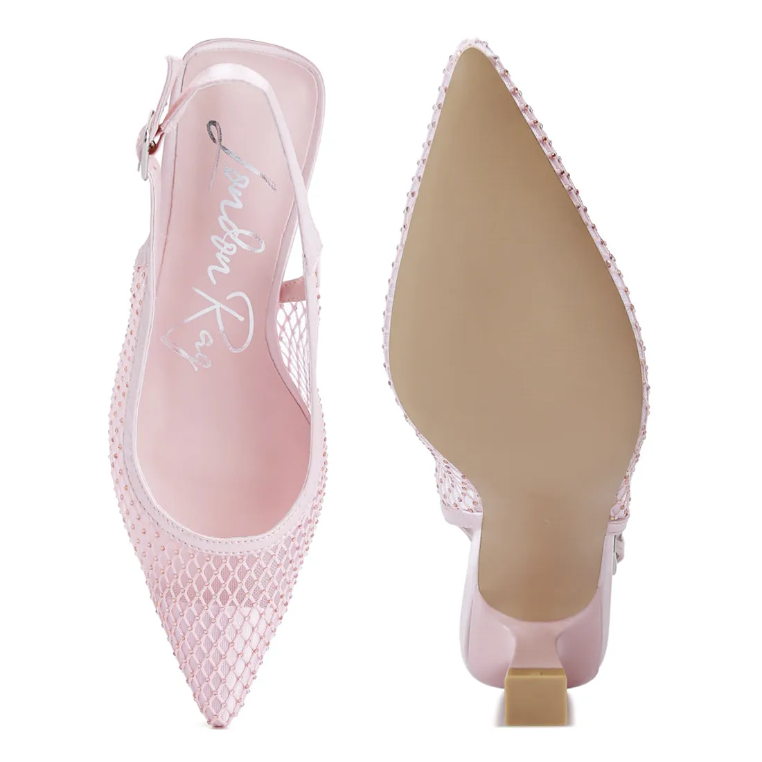 Rhinestone Embellished Slingback Mules