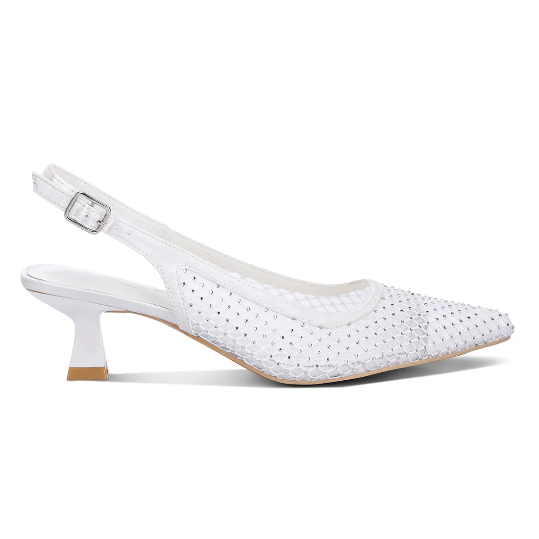 Rhinestone Embellished Slingback Mules