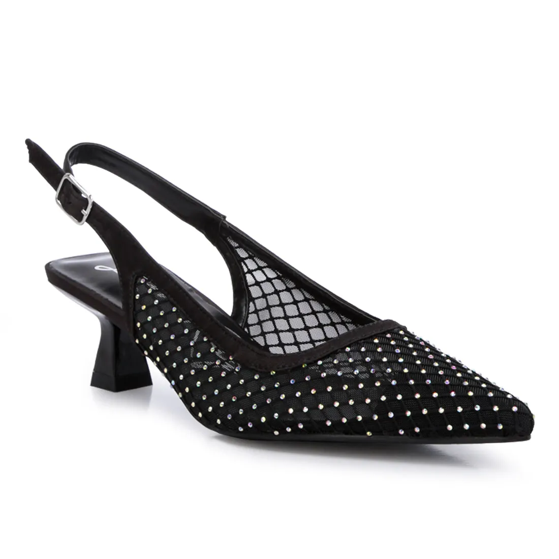 Rhinestone Embellished Slingback Mules