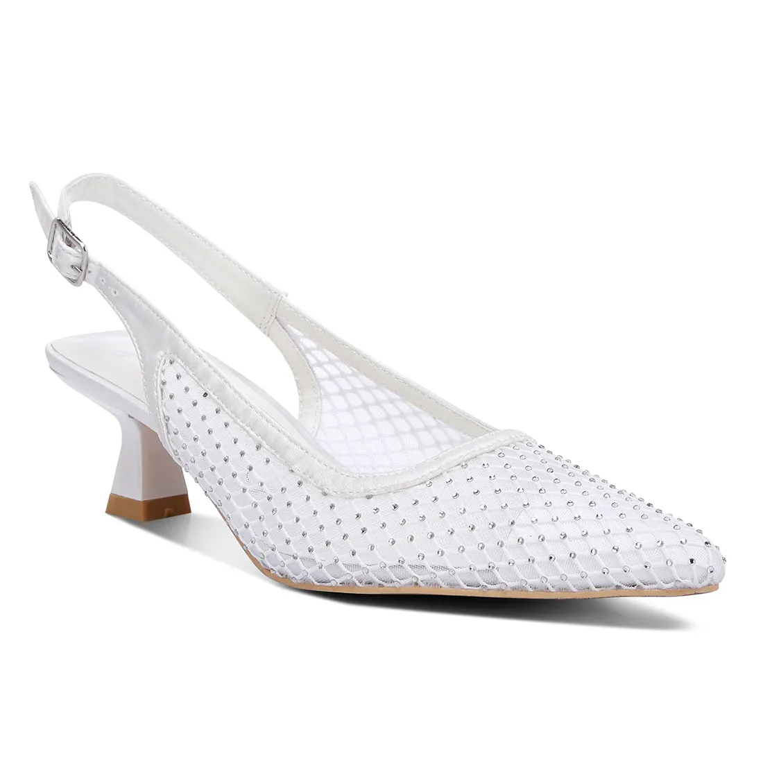 Rhinestone Embellished Slingback Mules