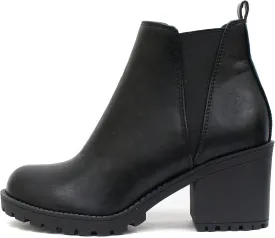 Soda ORIGAMI ~ WOMEN LUG SOLE MID HEEL FASHION ANKLE BOOTIE W/DOUBLE ELASTIC GORE