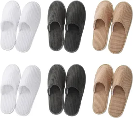 SPA Slippers,6 Pairs Disposable Slippers for Guests,Soft Non-Slip Hotel Slippers, Washable & Reusable, Perfect for Wedding Party, Bedroom and Travel
