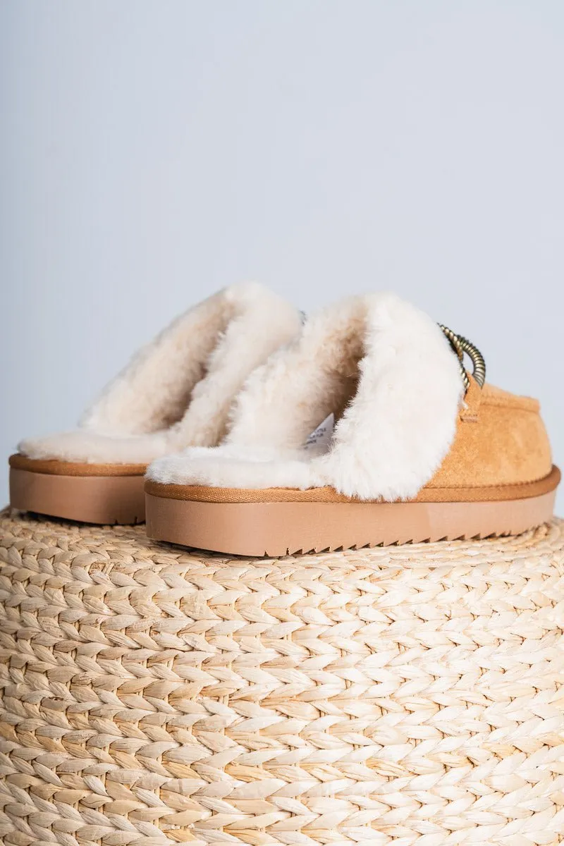 Taos fur lined slipper chestnut